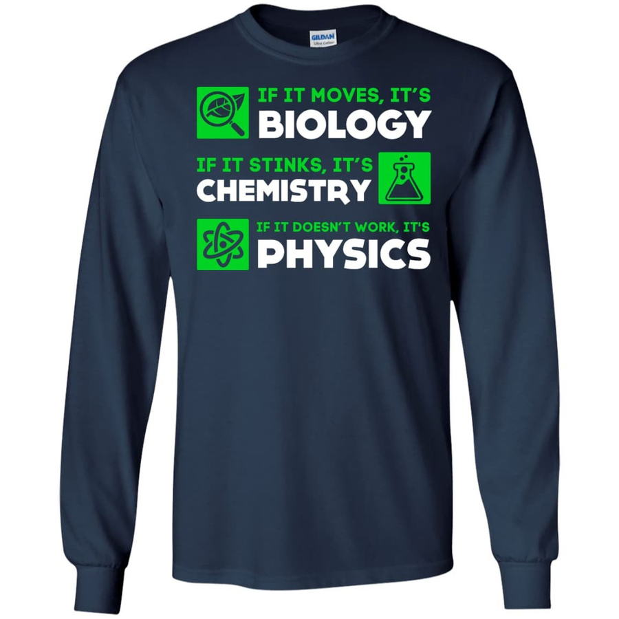 Biology Chemistry Physics Science Teacher-T-Shirt & Hoodie-Long Sleeve T-Shirt-Navy