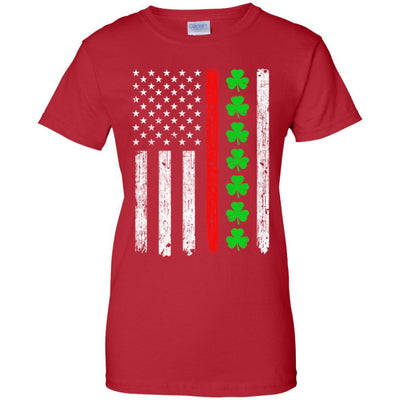 Thin Red Line Shamrock Irish St Patricks Day Fireman-T-Shirt & Hoodie-Women's T-Shirt-Red