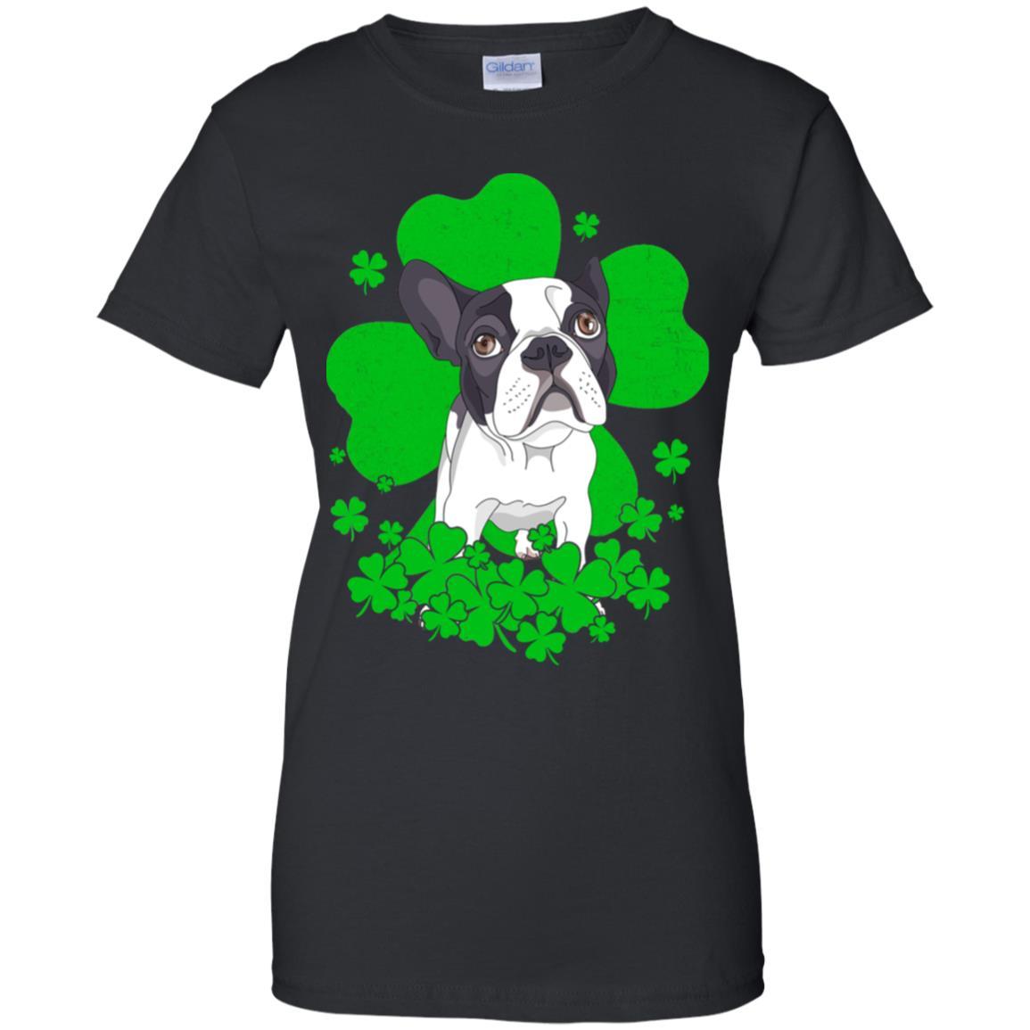 Bulldog St. Patrick's Day Clovers-T-Shirt & Hoodie-Women's T-Shirt-Black