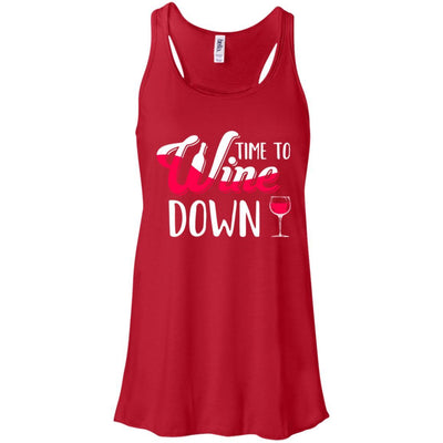 Time To Wine Down Funny Drinking Wine-T-Shirt & Tank Top-Women's Flowy Racerback Tank-Red