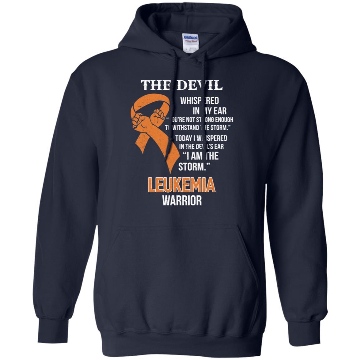 I Am The Storm Support Leukemia Awareness Warrior Gift-T-Shirt & Hoodie-Pullover Hoodie-Navy