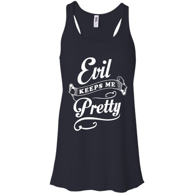 Evil Keeps Me Pretty-T-Shirt & Tank Top-Women's Flowy Racerback Tank-Midnight