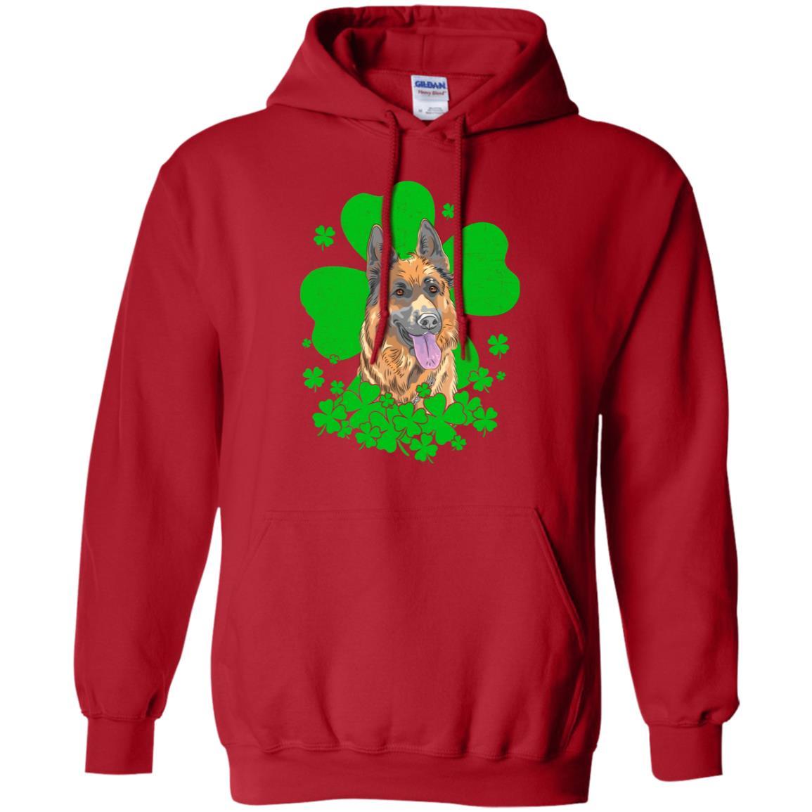 German Shepherd St. Patrick's Day Clovers-T-Shirt & Hoodie-Pullover Hoodie-Red