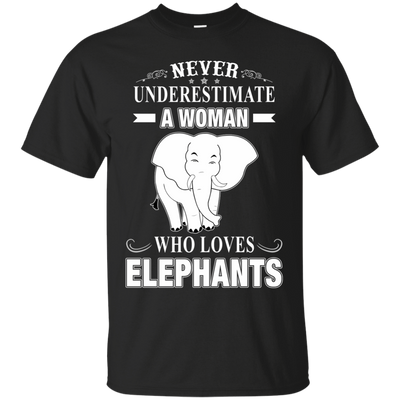 Never Underestimate Woman Loves Elephant-T-Shirt & Hoodie-Classic T-Shirt-Black