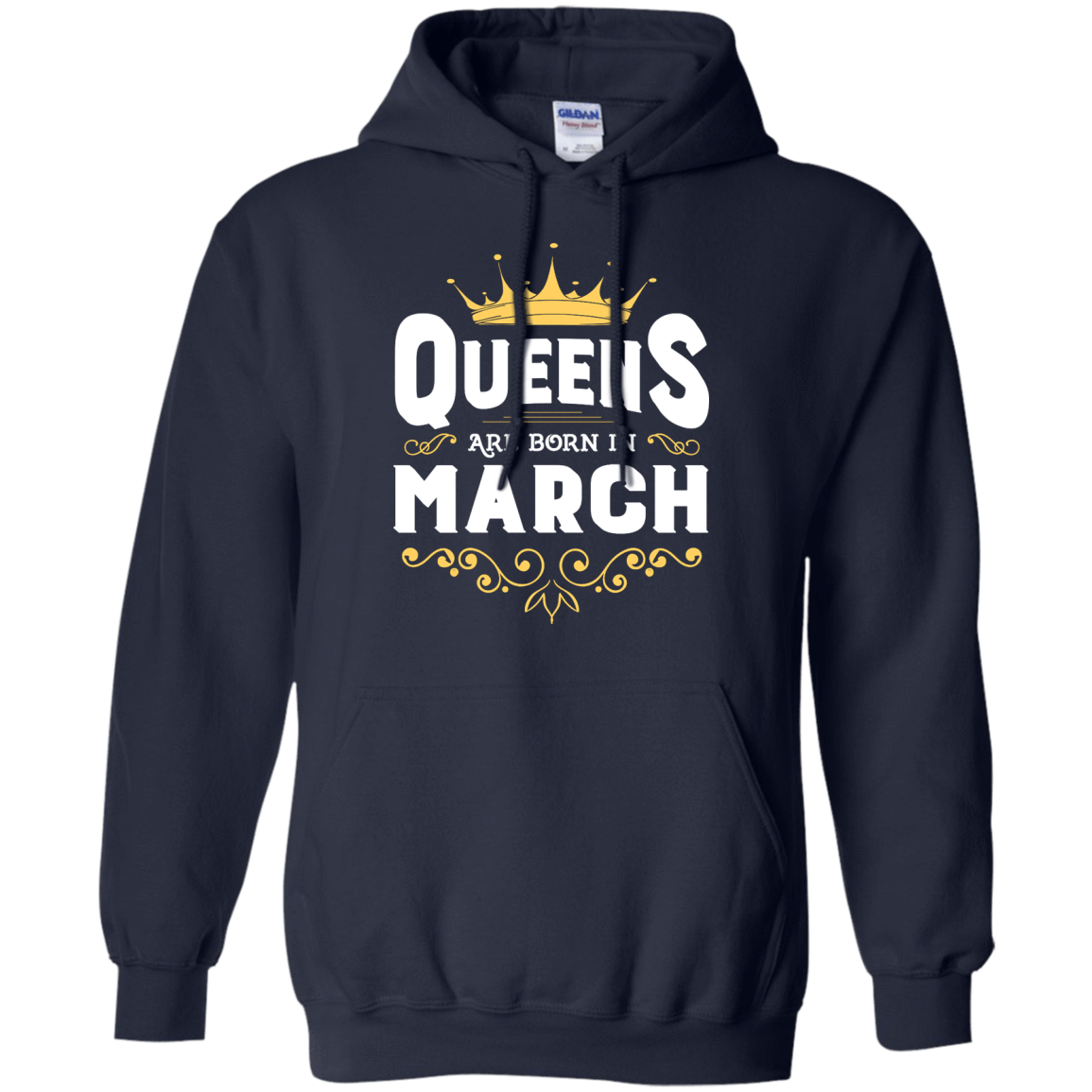 Queens Are Born In March-T-Shirt & Hoodie-Pullover Hoodie-Navy