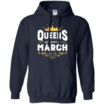 Queens Are Born In March-T-Shirt & Hoodie-Pullover Hoodie-Navy