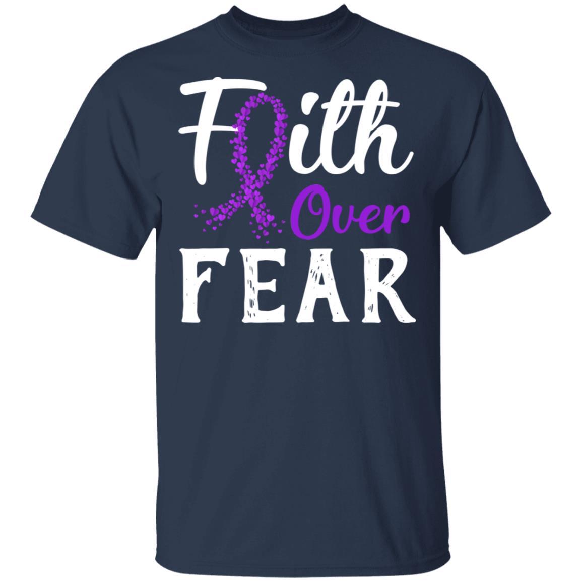 Alzheimer's Lupus Awareness Purple Faith Over Fear-T-Shirt & Hoodie-Classic T-Shirt-Navy