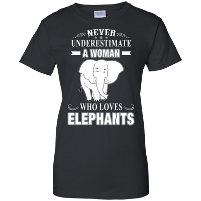 Never Underestimate Woman Loves Elephant-T-Shirt & Hoodie-Women's T-Shirt-Black