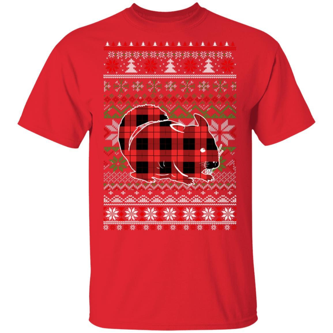 Chinchilla Red Plaid Ugly Christmas Sweater Funny Gifts-T-Shirt & Sweatshirt-Classic T-Shirt-Red