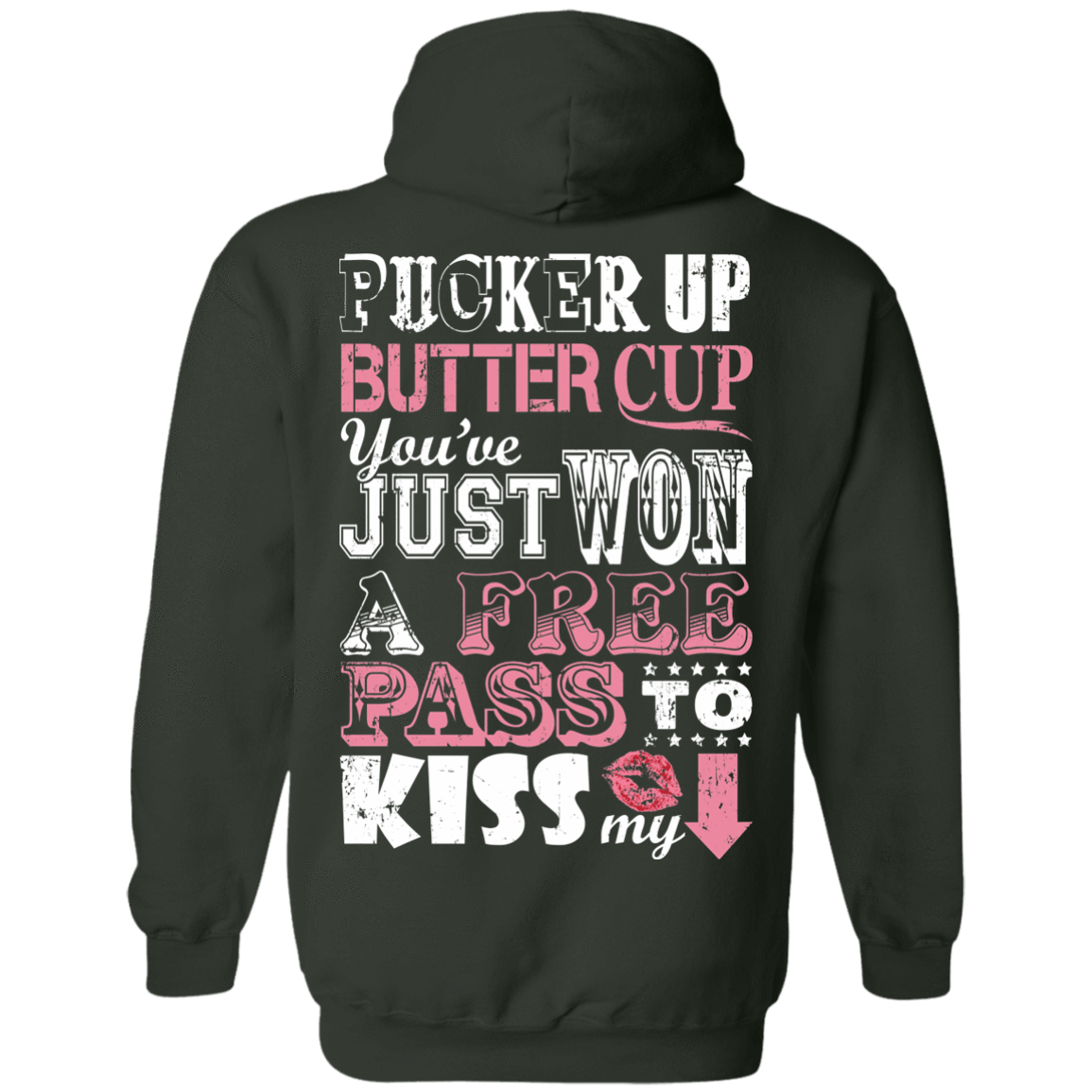 PUCKER UP BUTTER CUP-T-Shirt & Hoodie-Pullover Hoodie-Forest Green
