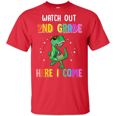 2nd Grade Here I Come Dinosaur Back To School Youth-Youth Shirt-Youth T-Shirt-Red