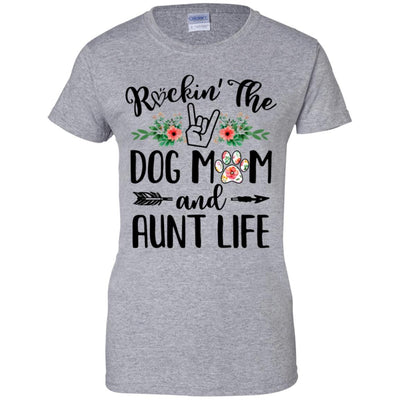 Rockin' The Dog Mom And Aunt Life Mother's Day Gift-T-Shirt & Tank Top-Women's T-Shirt-Sport Grey