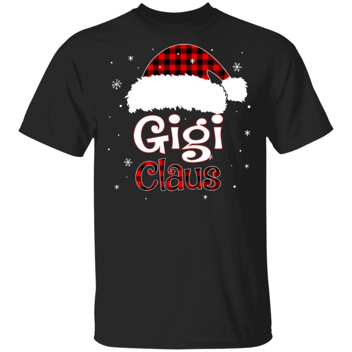 Santa Gigi Claus Red Plaid Family Pajamas Christmas Gift-T-Shirt & Sweatshirt-Classic T-Shirt-Black