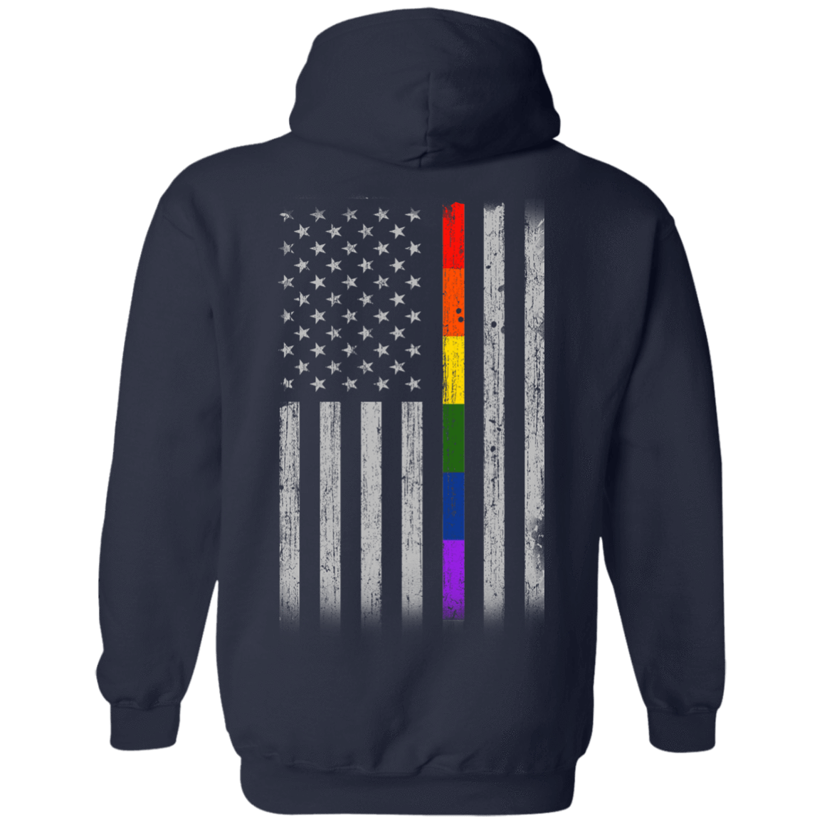 Rainbow Lesbian Gay Pride LGBT America Flag-T-Shirt & Hoodie-Pullover Hoodie-Navy