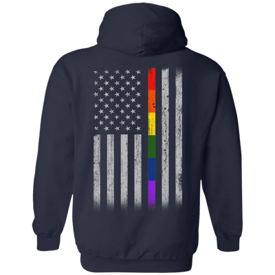 Rainbow Lesbian Gay Pride LGBT America Flag-T-Shirt & Hoodie-Pullover Hoodie-Navy