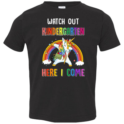 Kindergarten Here I Come Unicorn Back To School Youth-Youth Shirt-Toddler T-Shirt-Black