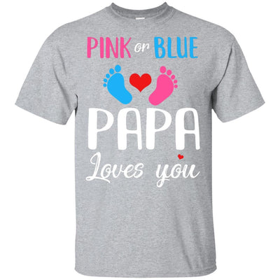Pink Or Blue Papa Loves You Funny Gender Reveal Party Gift-T-Shirt & Hoodie-Classic T-Shirt-Sport Grey