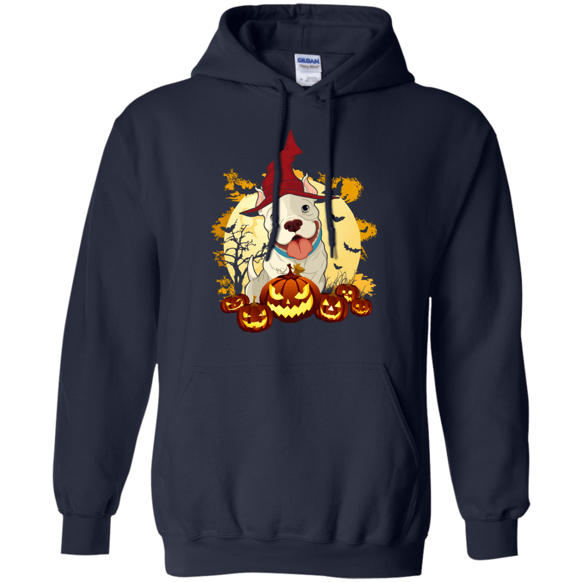 Pitbull Halloween Pumpkin-T-Shirt & Hoodie-Pullover Hoodie-Navy