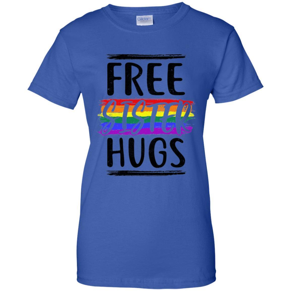 Free Sister Hugs Rainbow heart LGBT Pride Month-T-Shirt & Hoodie-Women's T-Shirt-Royal