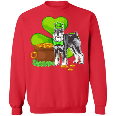 Schnauzer St Patrick's Day Irish Dog Lover Funny Gifts-T-Shirt & Hoodie-Crewneck Sweatshirt-Red
