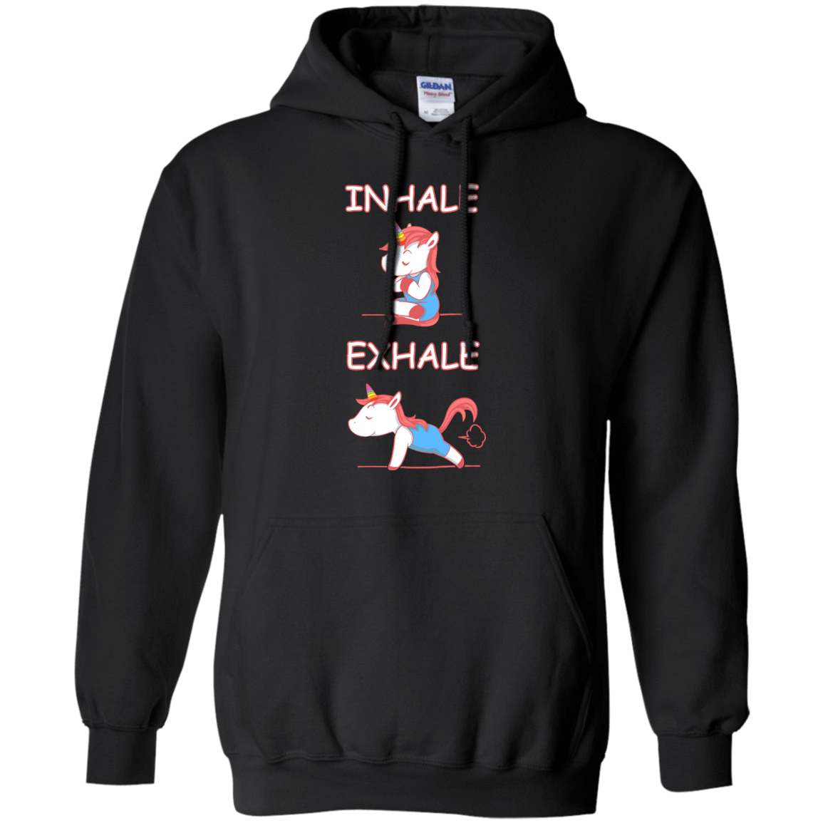 Yoga Unicorn Inhale Exhale-T-Shirt & Hoodie-Pullover Hoodie-Black