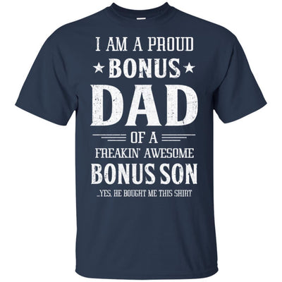 I'm A Proud Bonus Dad Fathers Day Gift From Son-T-Shirt & Hoodie-Classic T-Shirt-Navy
