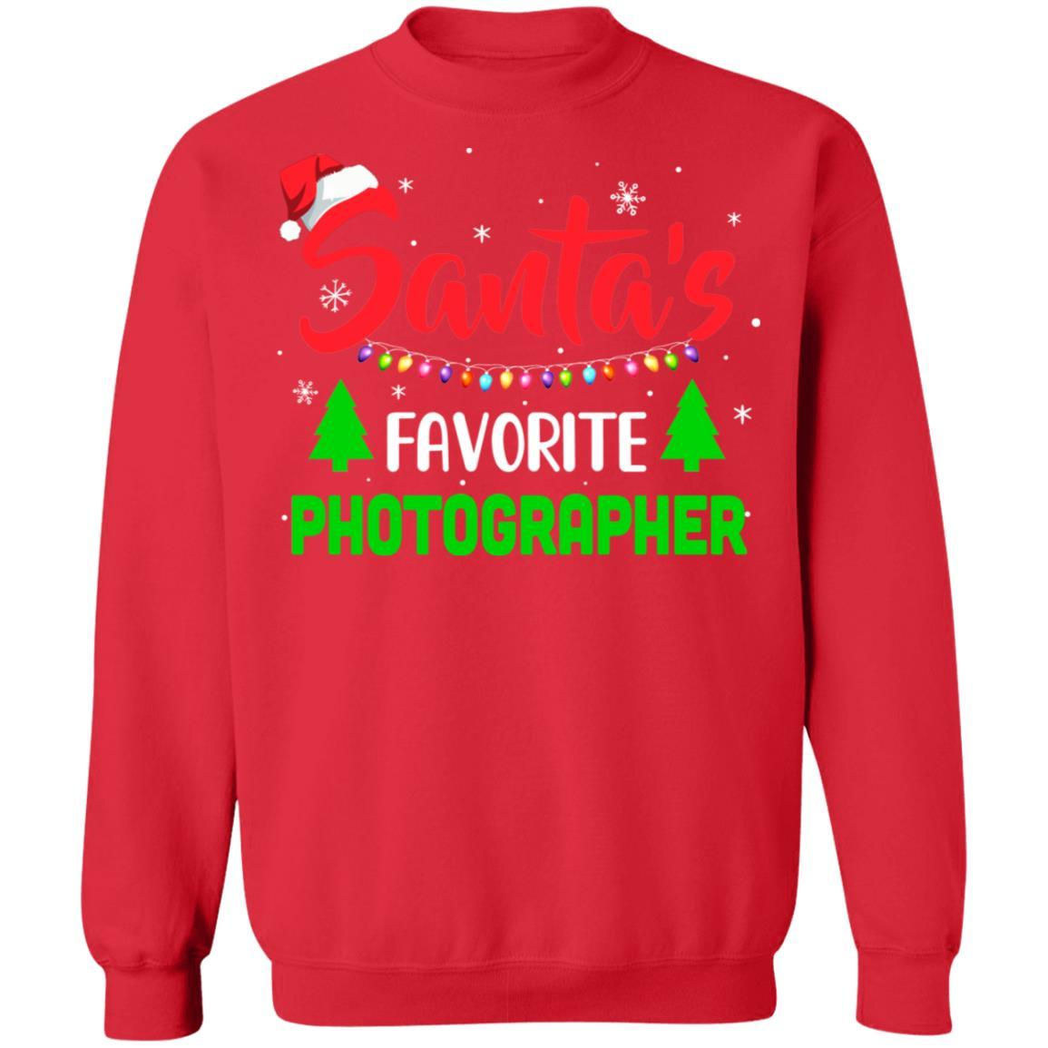 Santa's Favorite Photographer Funny Christmas Xmas Gifts-T-Shirt & Sweatshirt-Crewneck Sweatshirt-Red
