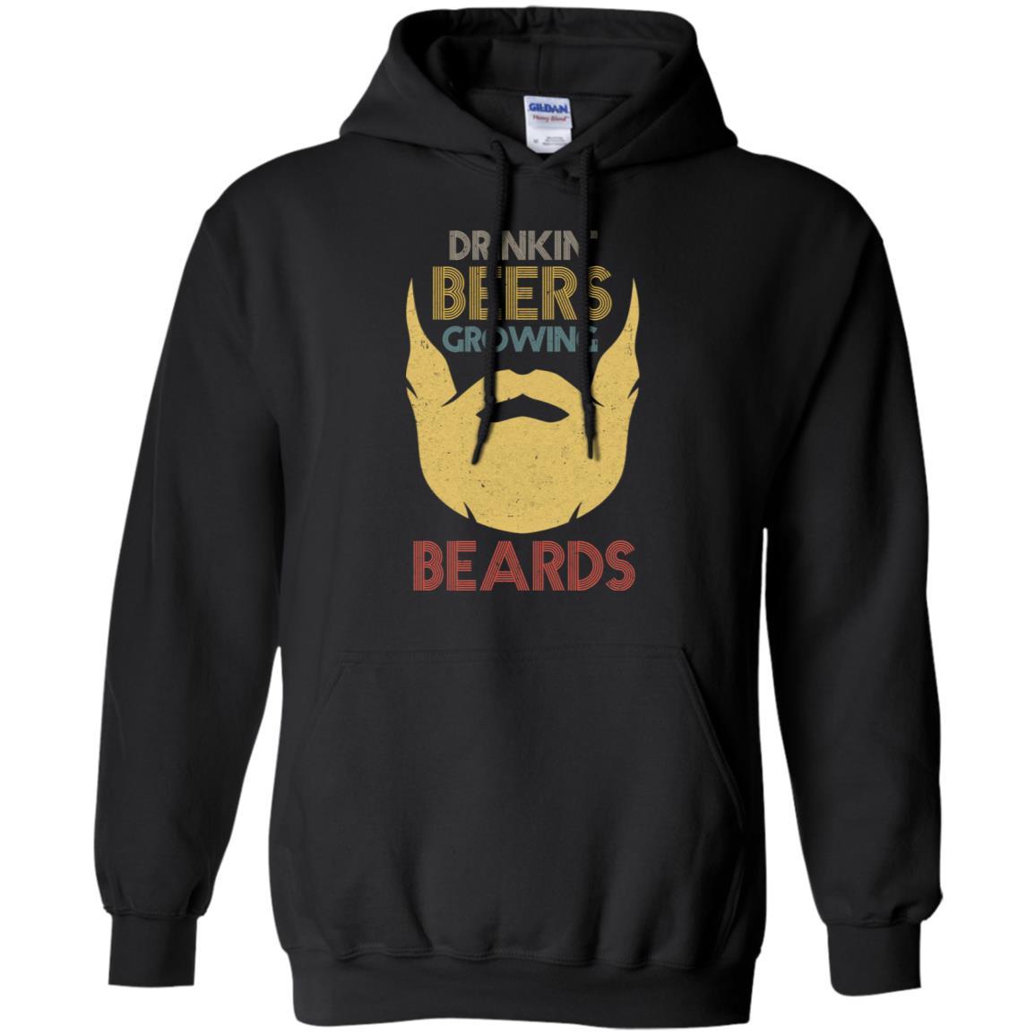 Vintage Funny Drinking Beers Growing Beards-T-Shirt & Hoodie-Pullover Hoodie-Black