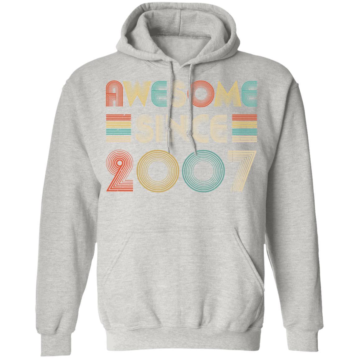 Awesome Since 2007 14th Birthday Gifts-T-Shirt & Hoodie-Pullover Hoodie-Ash
