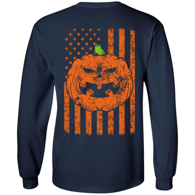 Halloween American Flag-T-Shirt & Hoodie-Long Sleeve T-Shirt-Navy
