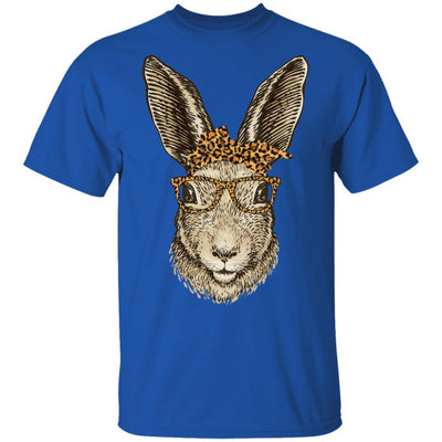 Easter Bunny Rabbit Glasses Leopard Print Bow-T-Shirt & Tank Top-Classic T-Shirt-Royal