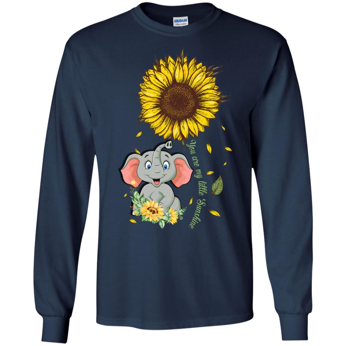 You Are My Little Sunshine Sunflower Elephant-T-Shirt & Hoodie-Long Sleeve T-Shirt-Navy