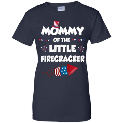 4th Of July Birthday Mommy Of The Little Firecracker-T-Shirt & Hoodie-Women's T-Shirt-Navy