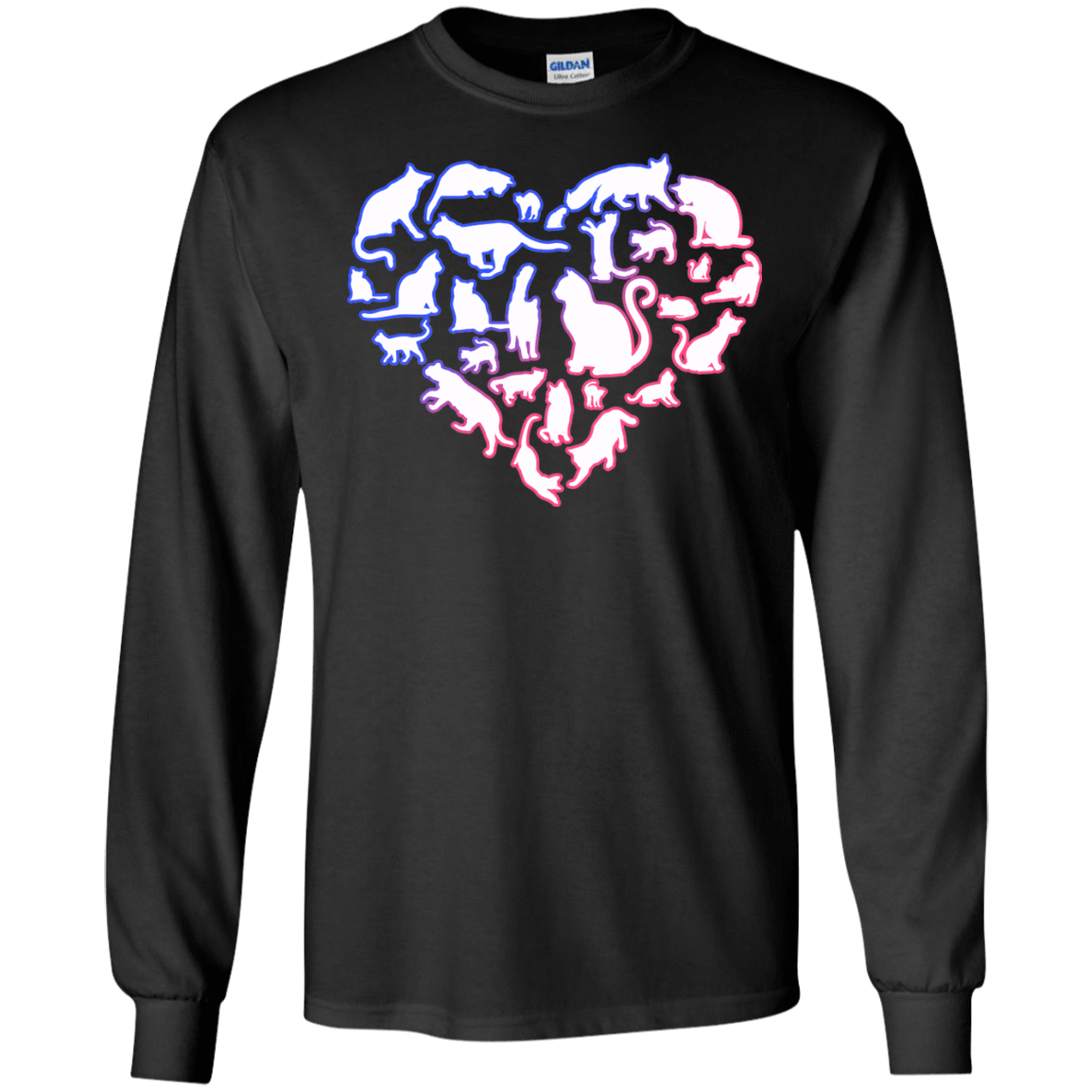 I Love My Cat Love Cats-T-Shirt & Hoodie-Long Sleeve T-Shirt-Black