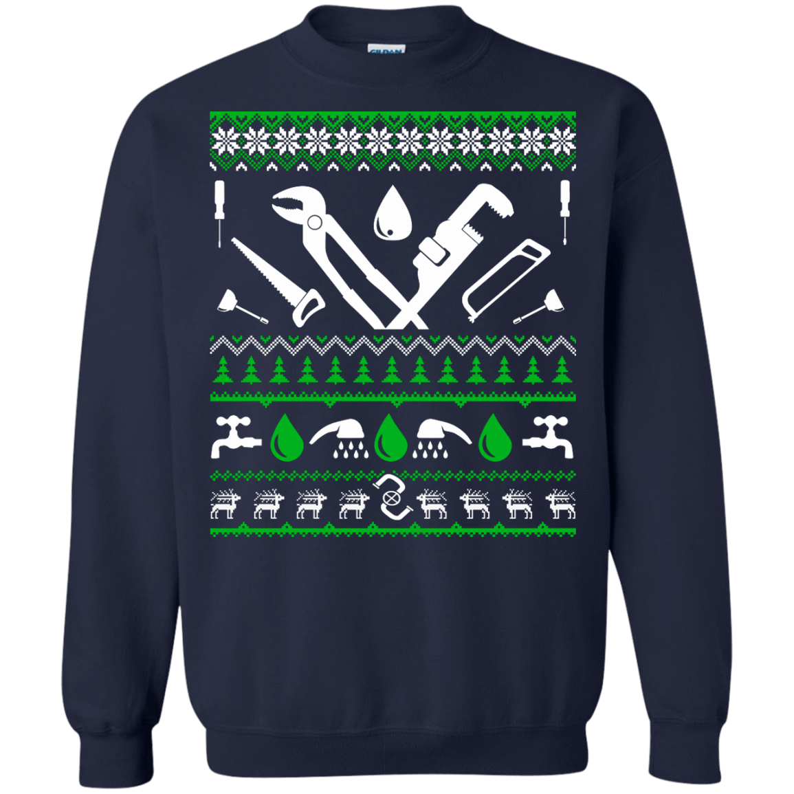 Plumber Christmas Sweater-T-Shirt & Hoodie-Crewneck Sweatshirt-Navy