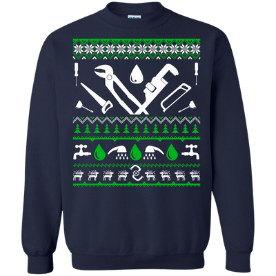 Plumber Christmas Sweater-T-Shirt & Hoodie-Crewneck Sweatshirt-Navy