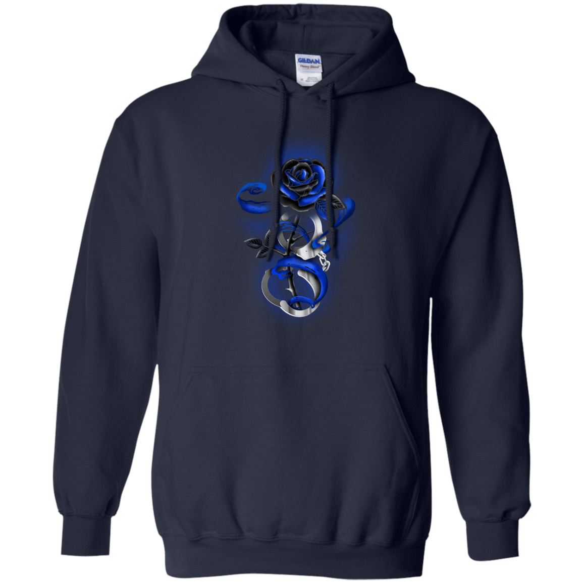 Rose tattoo Police Thin Blue Line-T-Shirt & Hoodie-Pullover Hoodie-Navy
