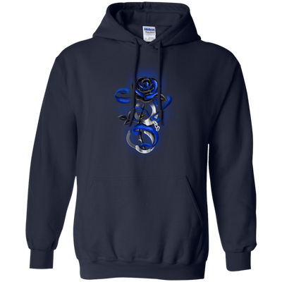 Rose tattoo Police Thin Blue Line-T-Shirt & Hoodie-Pullover Hoodie-Navy