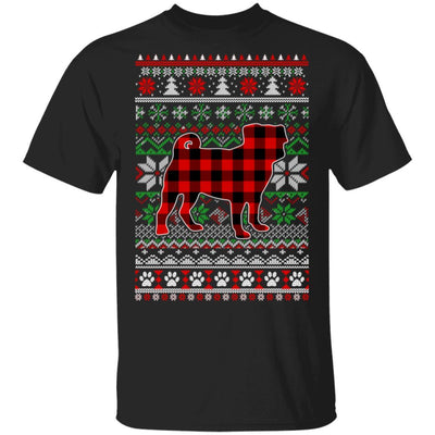 Pug Red Plaid Ugly Christmas Sweater Gifts-T-Shirt & Sweatshirt-Classic T-Shirt-Black
