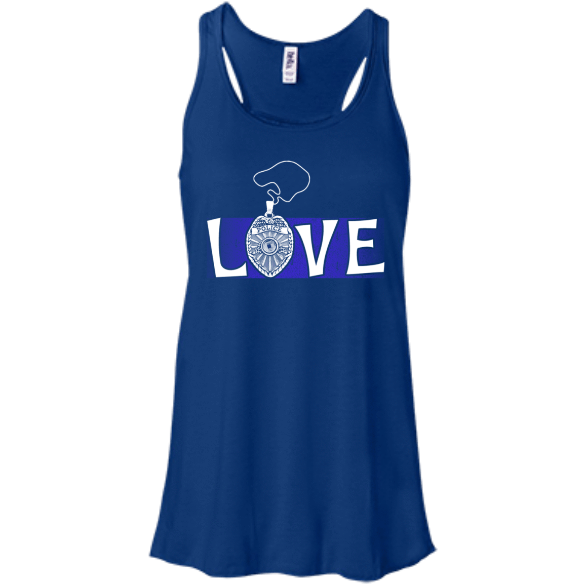 Love Police Thin Blue Line-T-Shirt & Hoodie-Women's Flowy Racerback Tank-True Royal