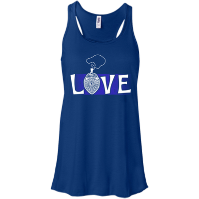 Love Police Thin Blue Line-T-Shirt & Hoodie-Women's Flowy Racerback Tank-True Royal