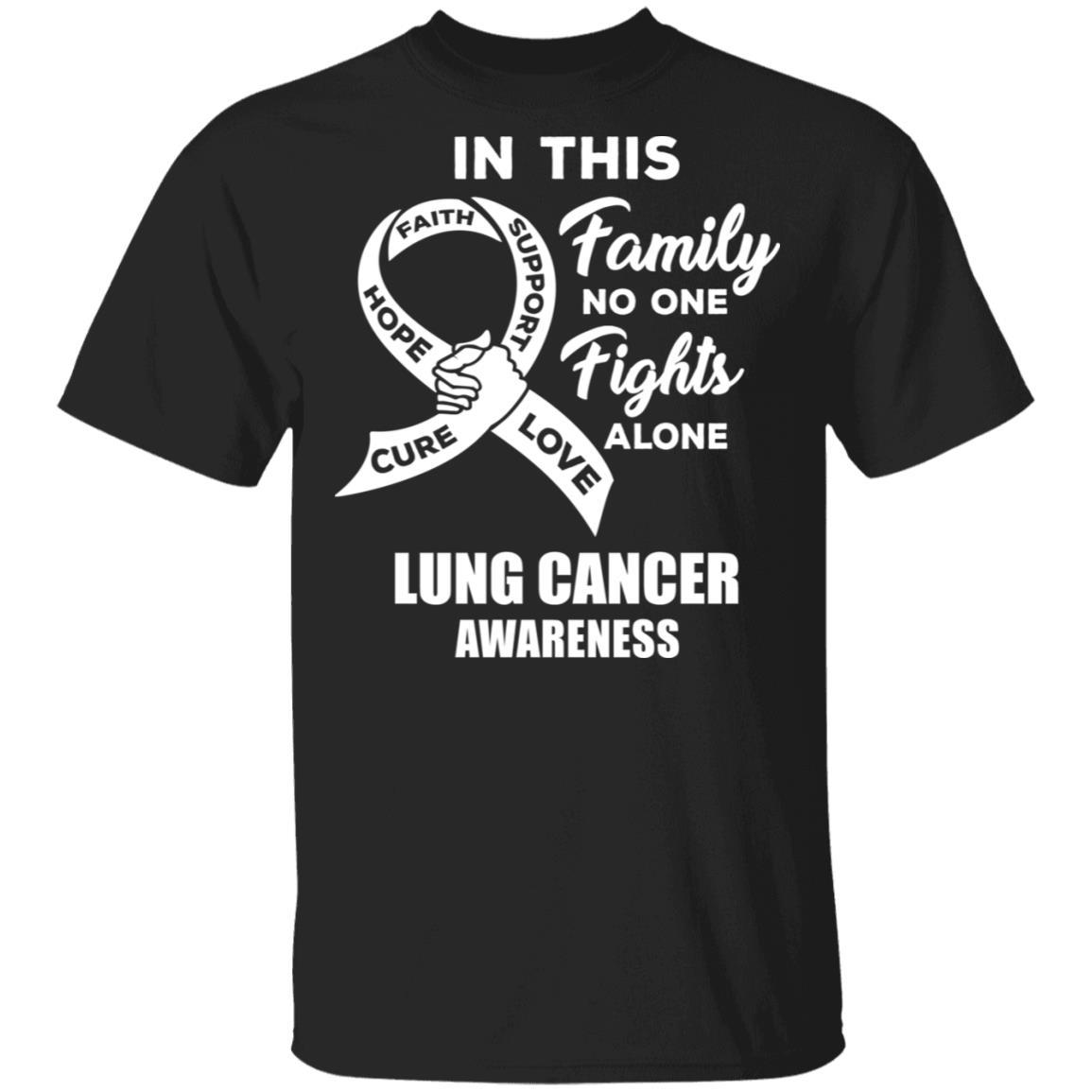 In This School No One Fights Lung Cancer Awareness Alone-T-Shirt & Hoodie-Classic T-Shirt-Black