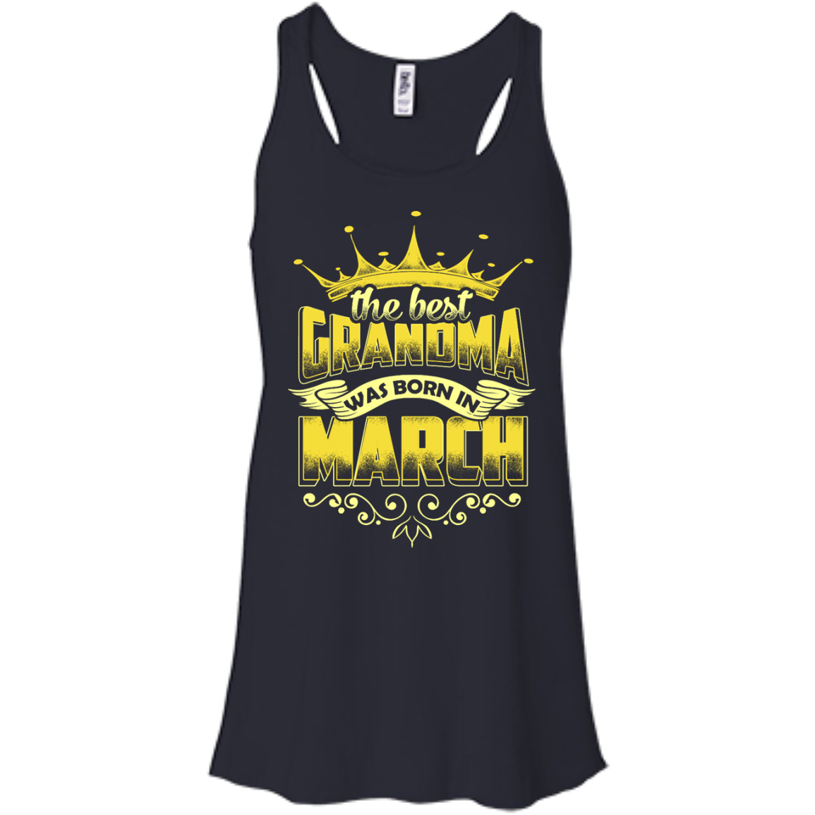 The Best Grandma Was Born In March-T-Shirt & Hoodie-Women's Flowy Racerback Tank-Midnight