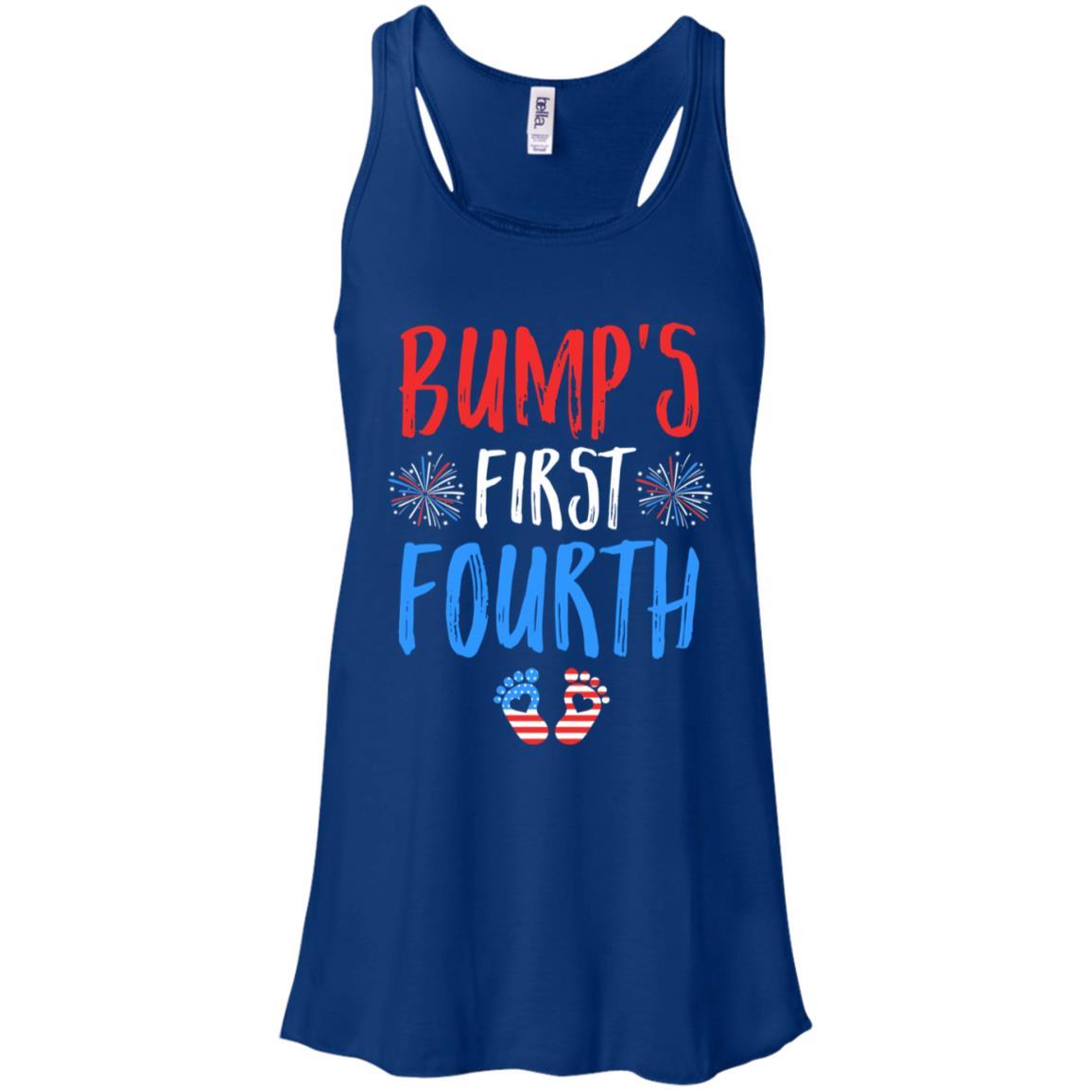 4th Of July Pregnancy Announcement Bump's First Fourth-T-Shirt & Tank Top-Women's Flowy Racerback Tank-True Royal