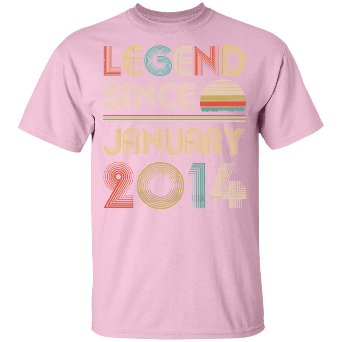 Legend Since January 2014 Vintage 7th Birthday Gifts Youth-Youth Shirt-Youth T-Shirt-Light Pink