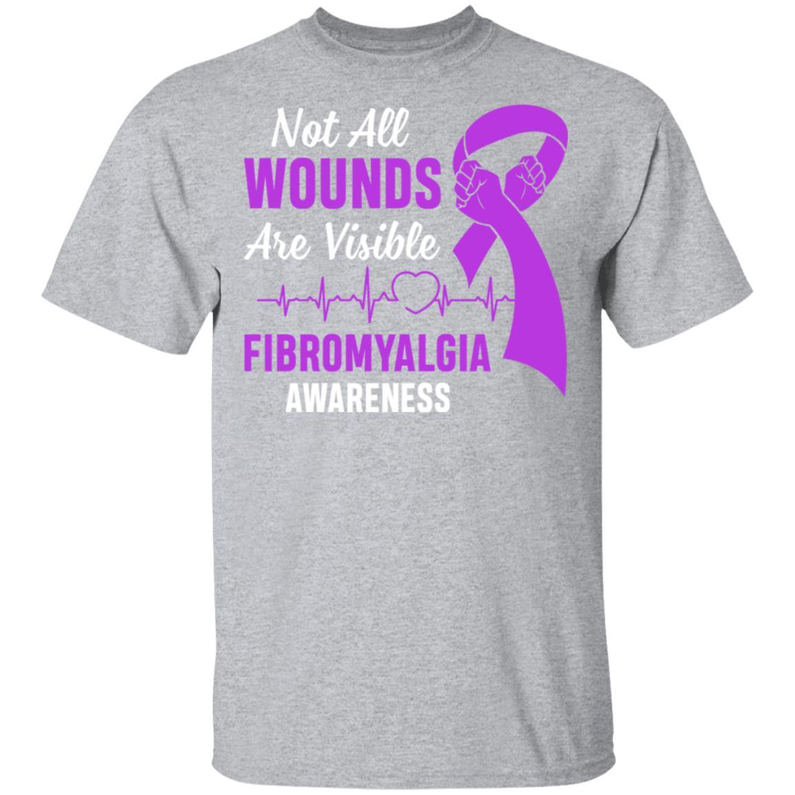 Fibromyalgia Awareness Purple Not All Wounds Are Visible-T-Shirt & Hoodie-Classic T-Shirt-Sport Grey