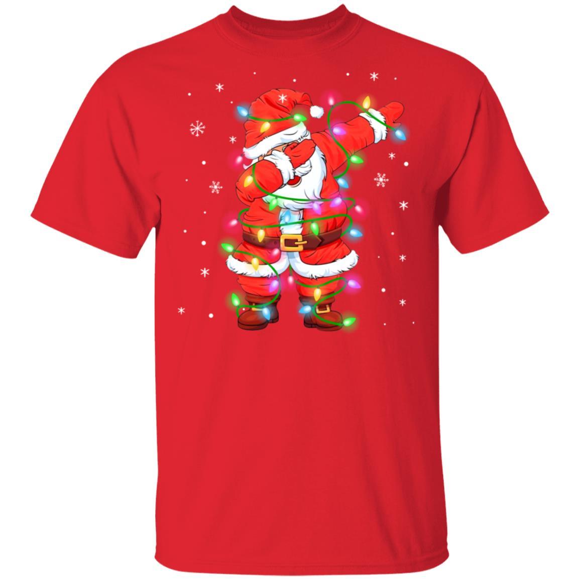 Dabbing Santa Shirt For Boys Girls Christmas Tree Lights-T-Shirt & Sweatshirt-Classic T-Shirt-Red
