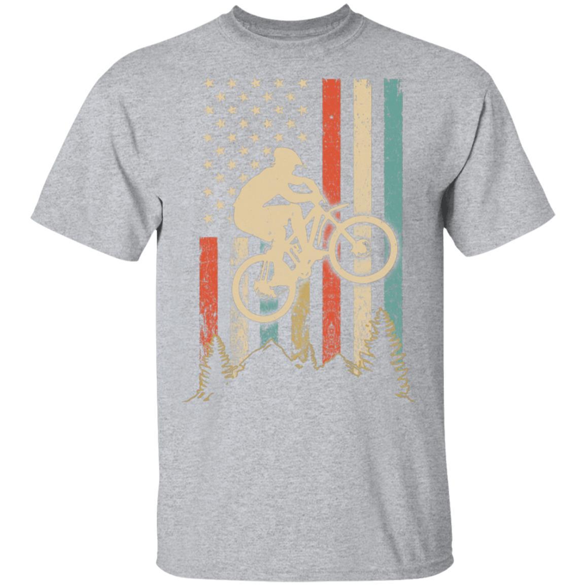 Vintage Mountain Bike US FLag Retro Biking Style MTB-T-Shirt & Hoodie-Classic T-Shirt-Sport Grey