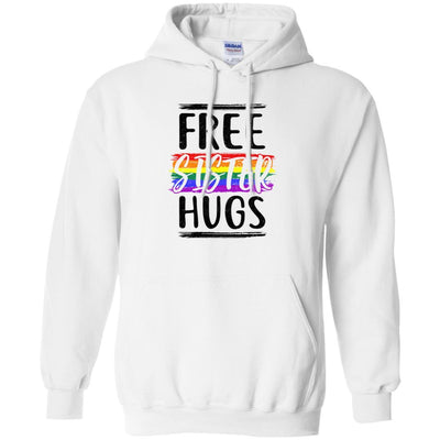 Free Sister Hugs Rainbow heart LGBT Pride Month-T-Shirt & Hoodie-Pullover Hoodie-White