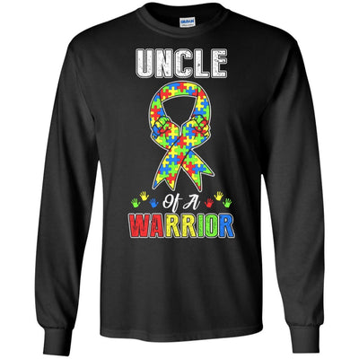 Uncle Of A Warrior Support Autism Awareness Gift-T-Shirt & Hoodie-Long Sleeve T-Shirt-Black